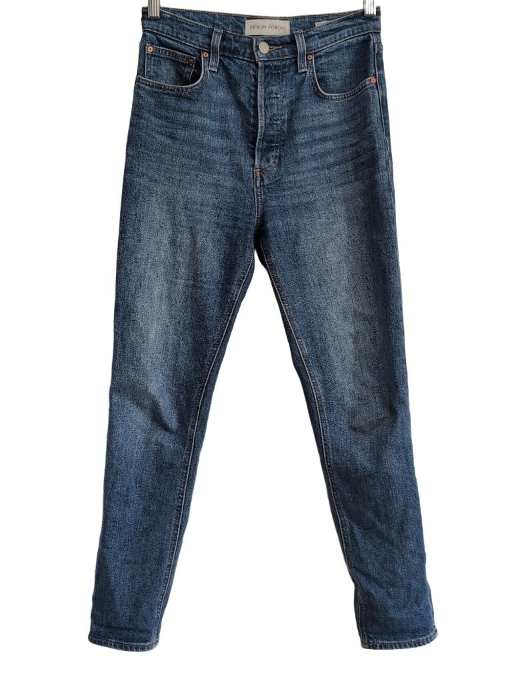 DENIM FORUM Aritzia Yoko High Rise Slim 27 Waist 28L Dark Blue Wash Stretch